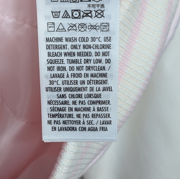 NWT Disney x Stoney Clover Lane Varsity Snap Button Jacket Baby Pink Cream XL - Picture 10 of 11